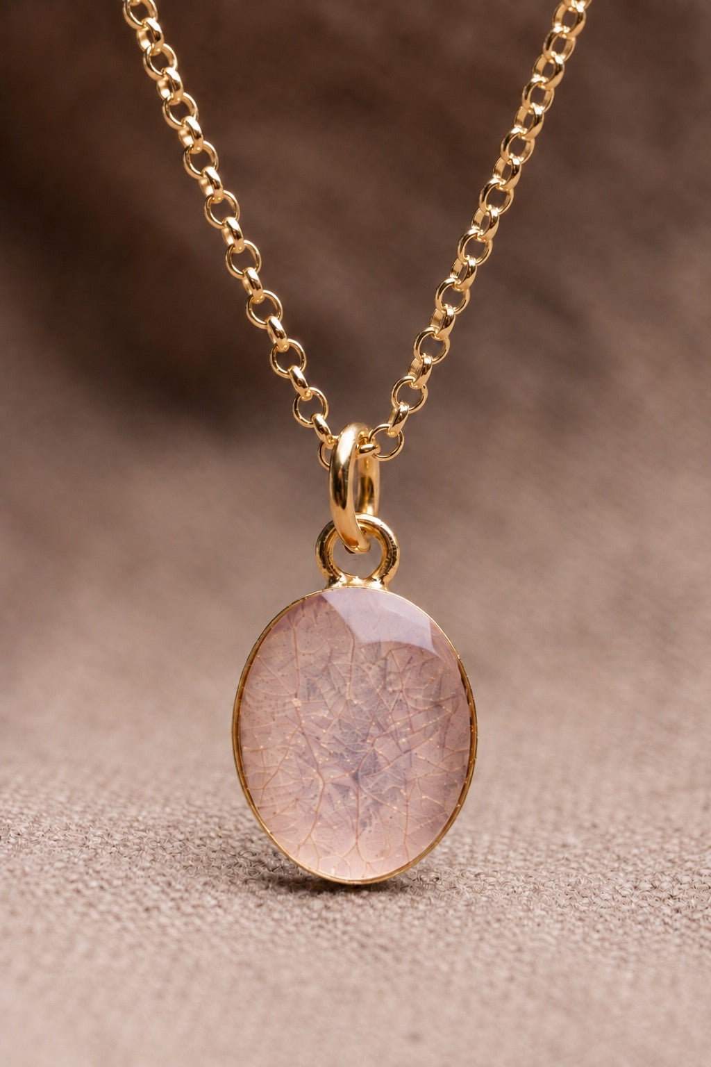 Cherry Blossom Oval Necklace Gold
