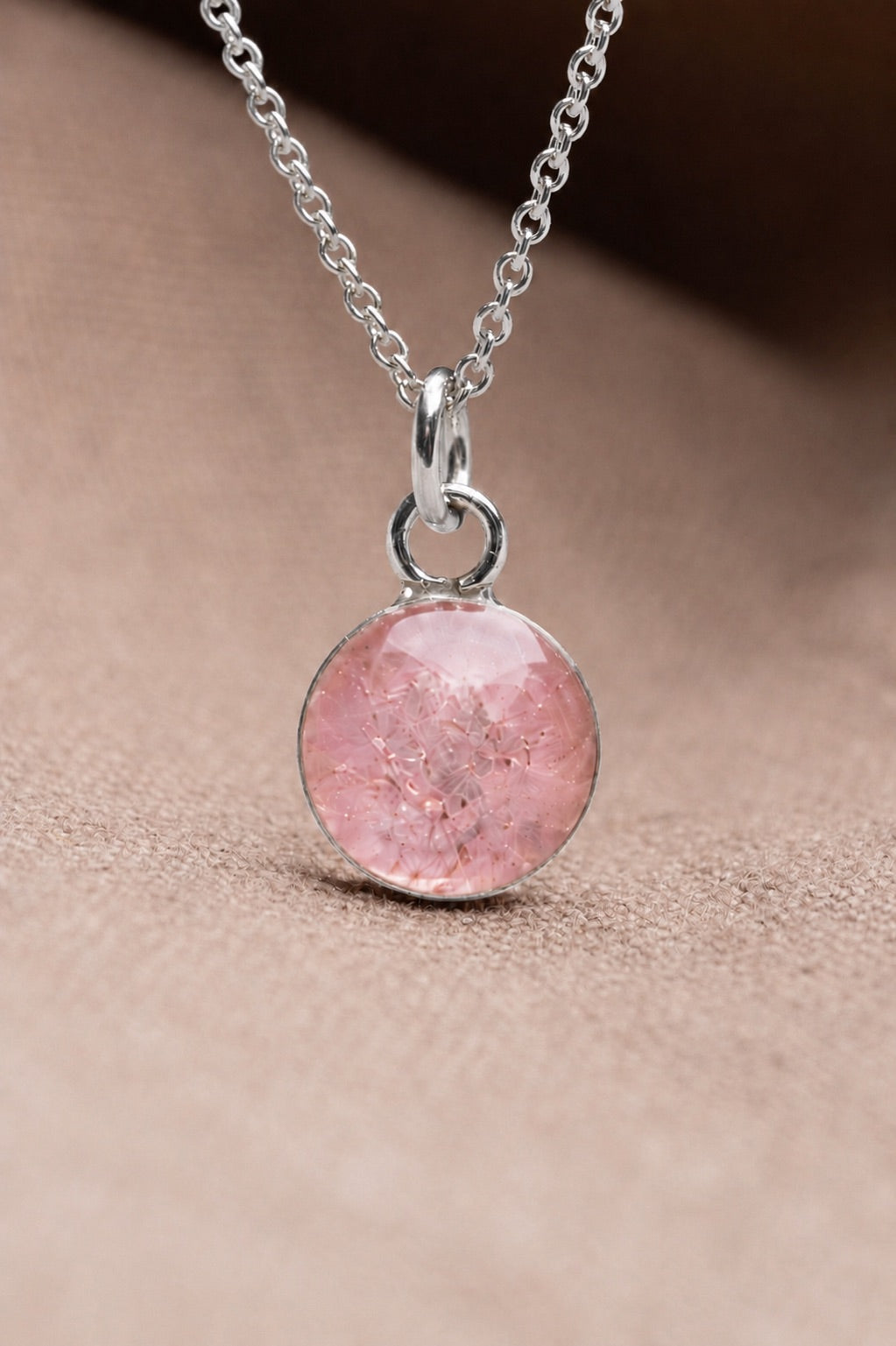 Cherry Blossom Round Necklace Silver