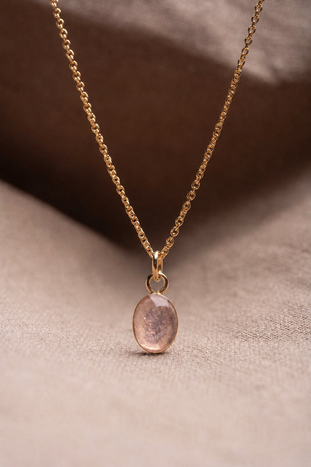 Cherry Blossom Oval Necklace Gold