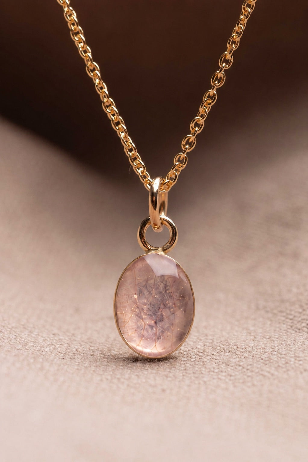 Cherry Blossom Oval Necklace Gold