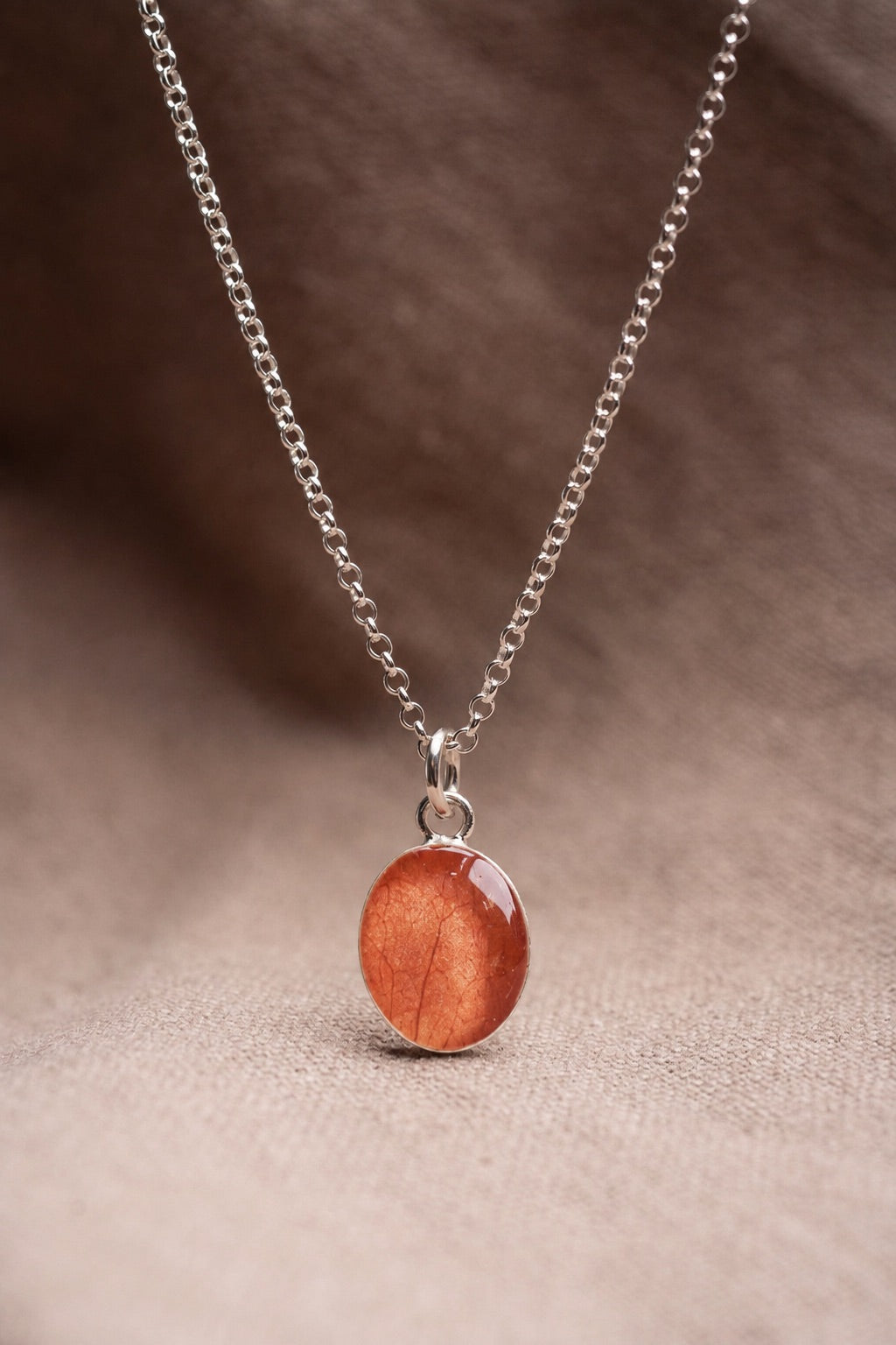 Bougainvillea Oval Necklace Silver