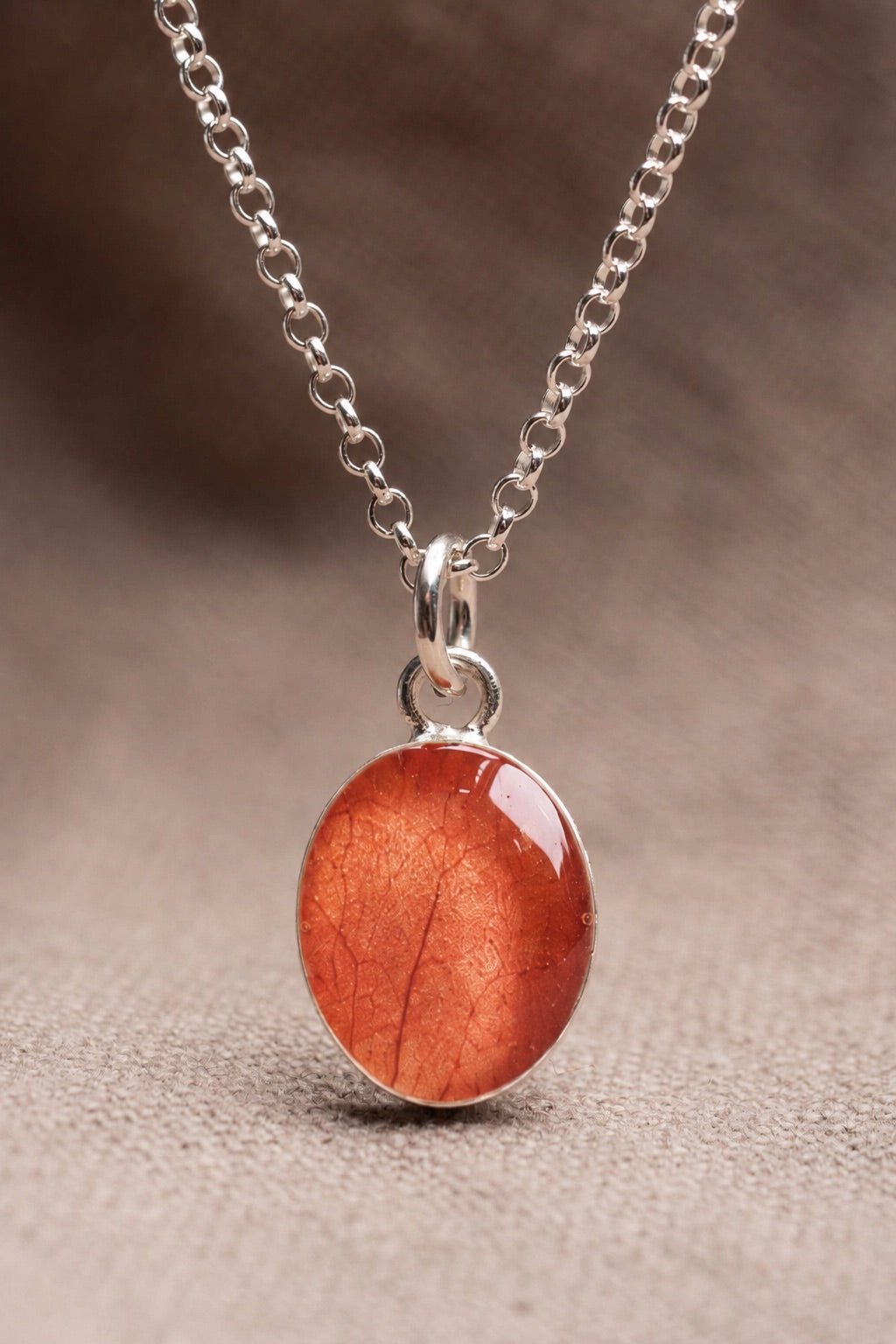 Bougainvillea Oval Necklace Silver