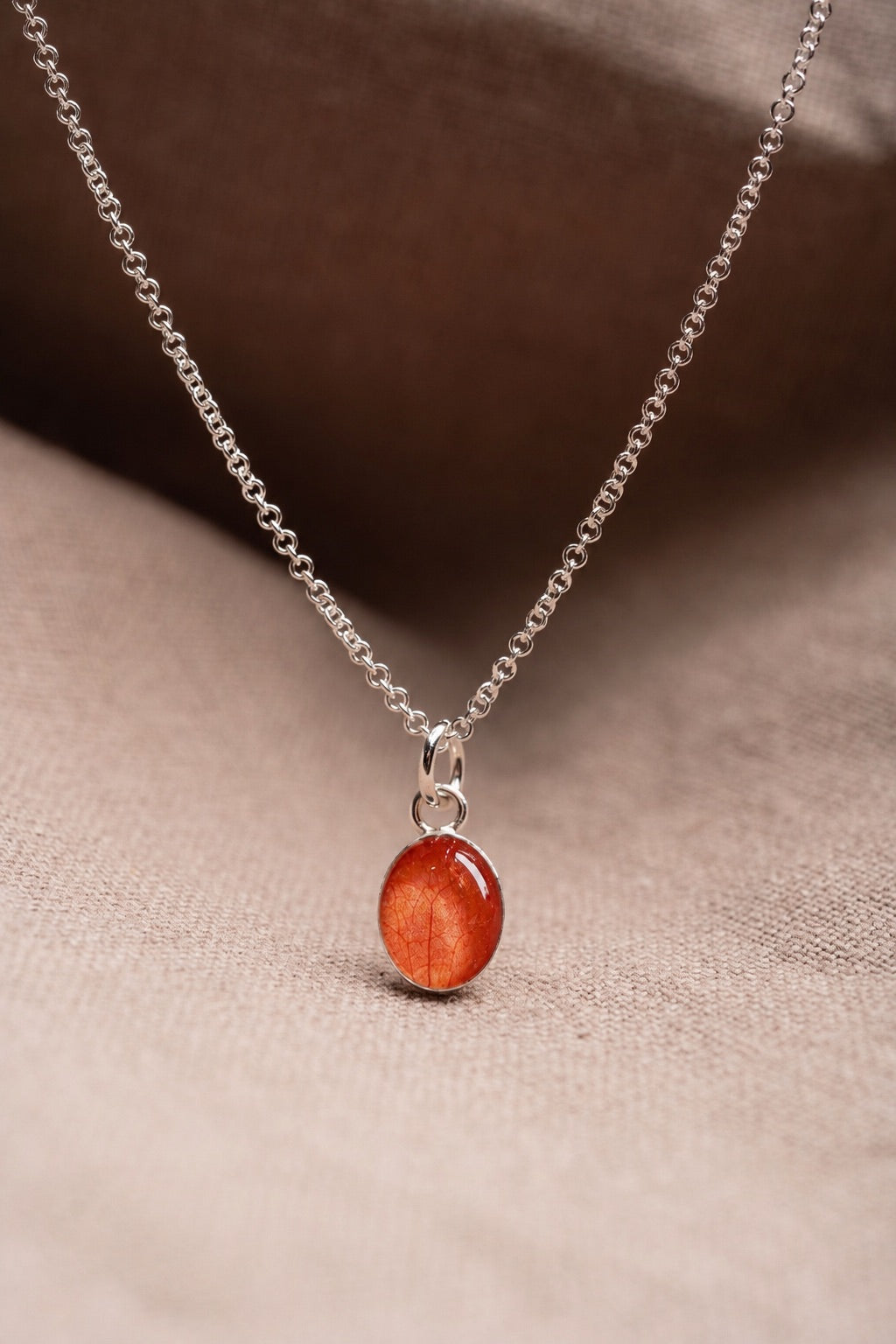 Bougainvillea Oval Necklace Silver