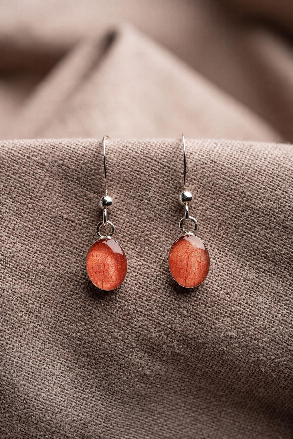 Bougainvillea Oval Earrings Silver