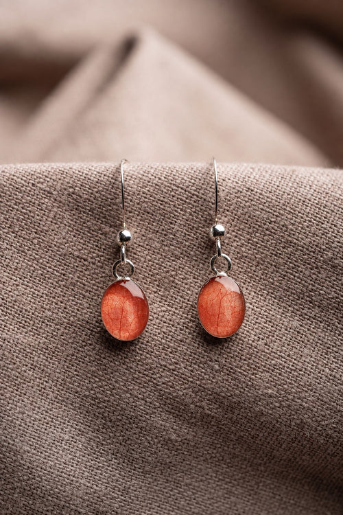 Bougainvillea Oval Earrings Silver