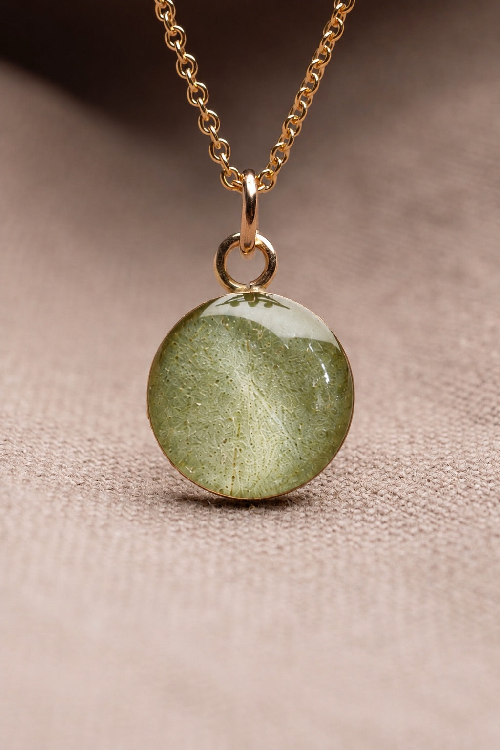 Eucalyptus Round Necklace Gold