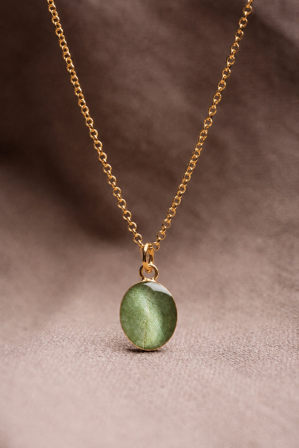Eucalyptus Oval Necklace Gold