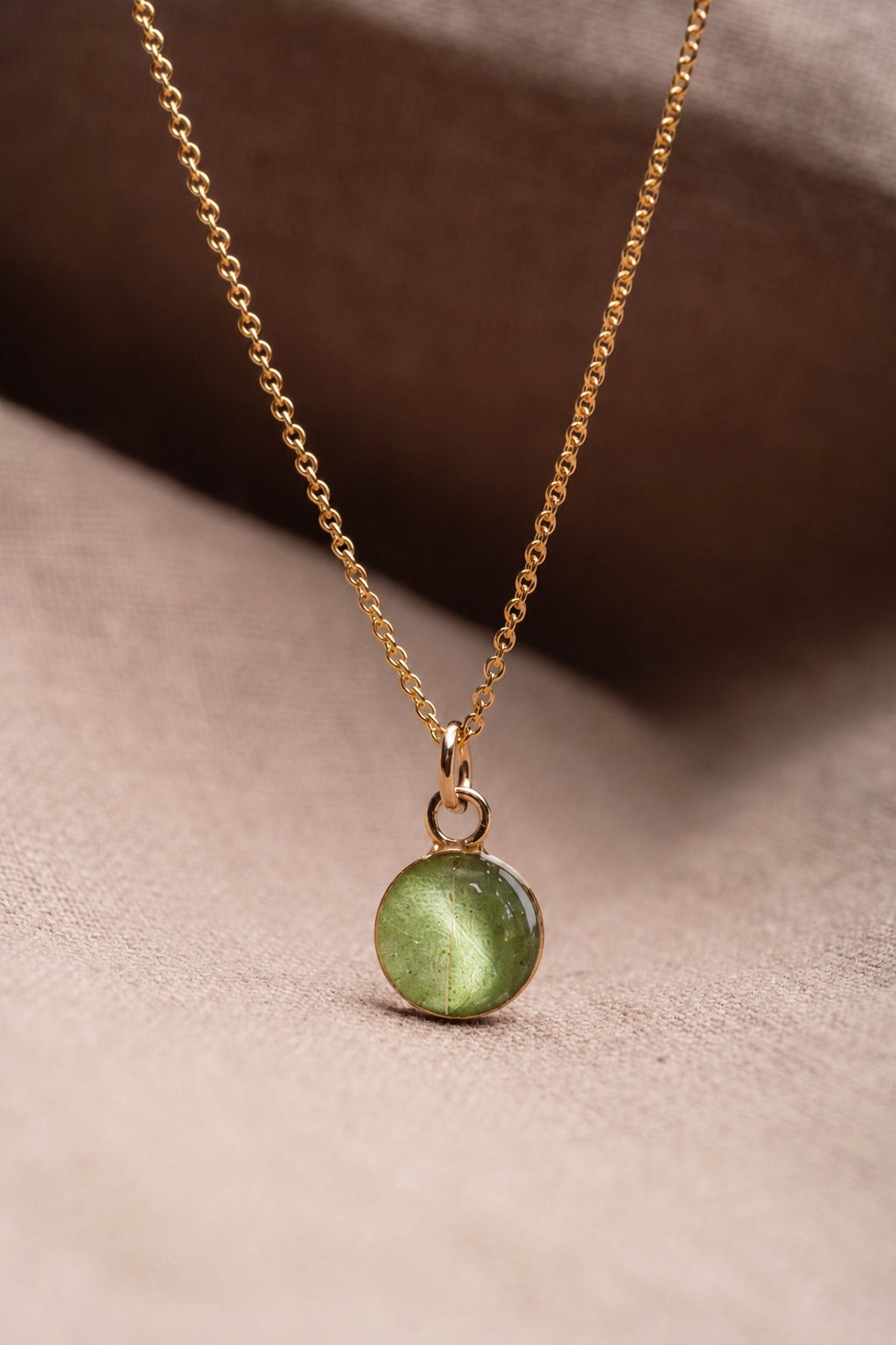 Eucalyptus Round Necklace Gold