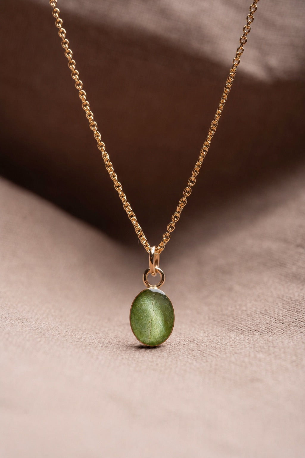 Eucalyptus Oval Necklace Gold