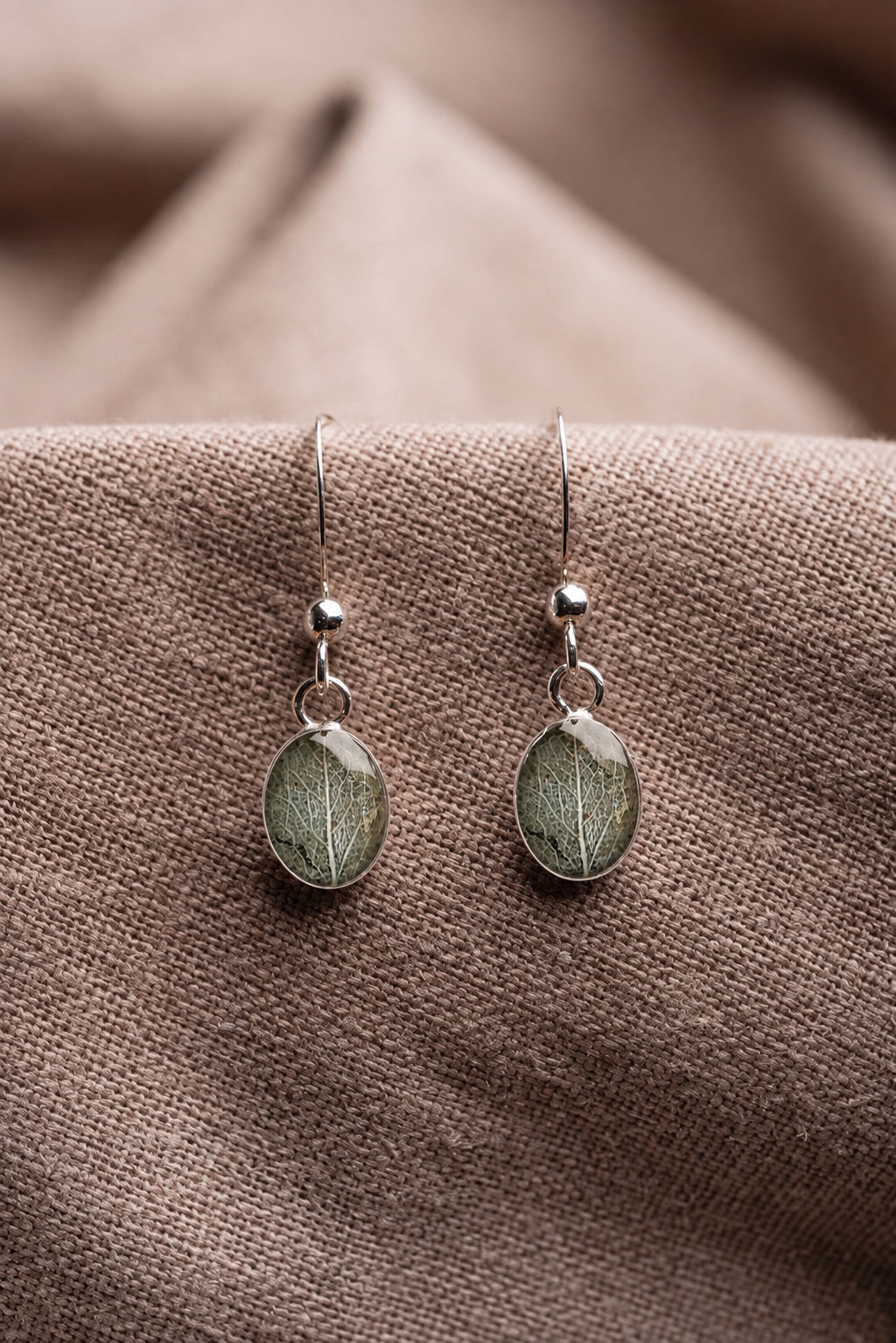 Eucalyptus Oval Earrings Silver