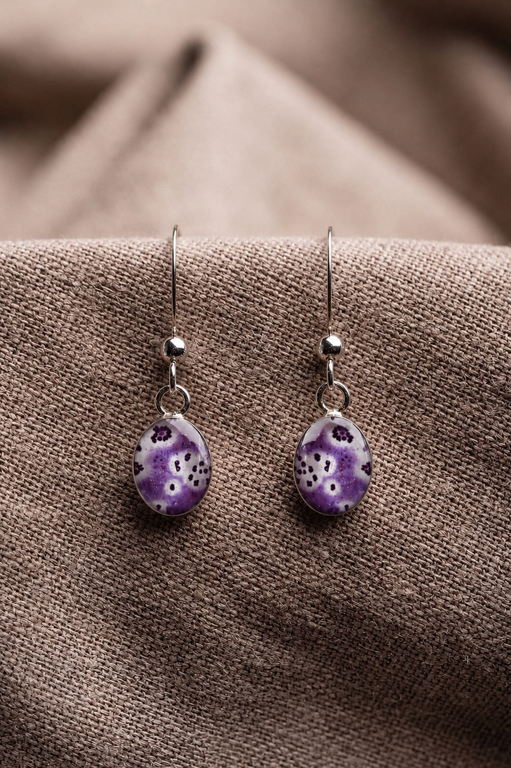 Foxglove Oval Earrings Silver