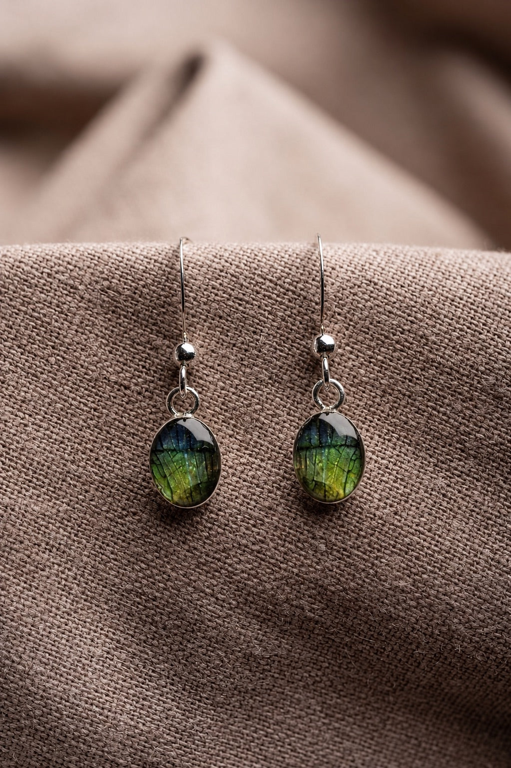 Iris Oval Earrings Silver