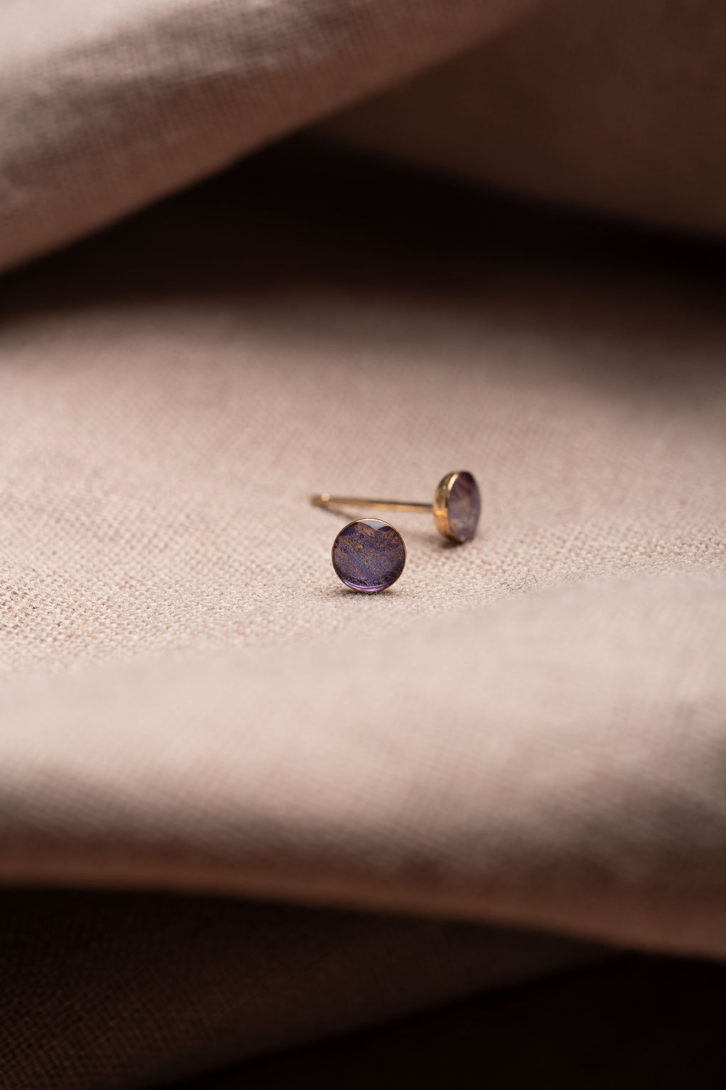 Lavender Stud Earrings Gold