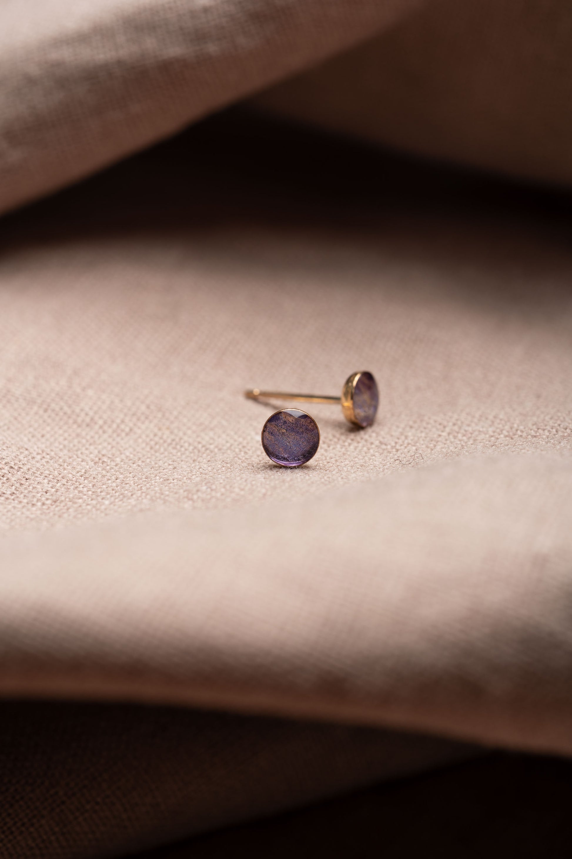 Lavender Stud Earrings Gold