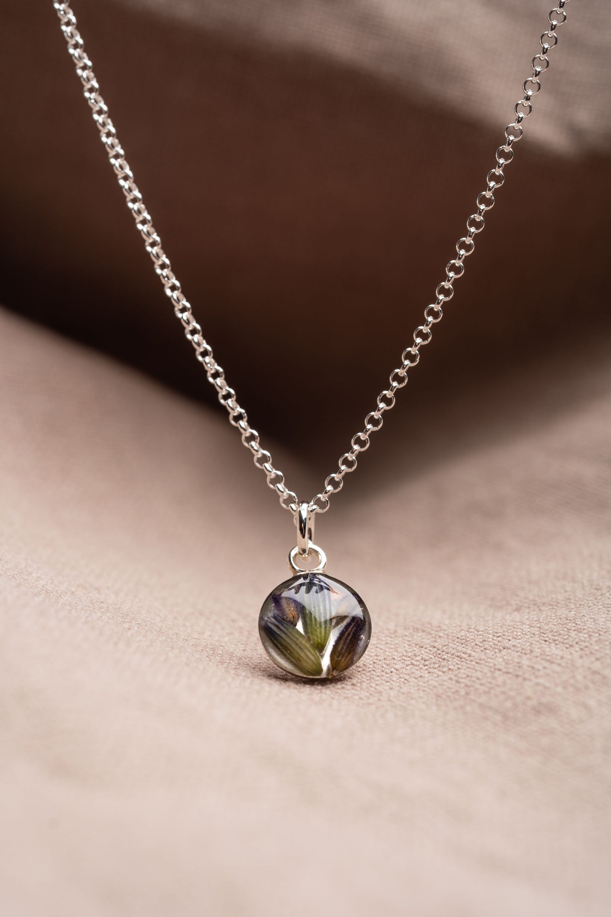 Lavender Round Necklace Silver