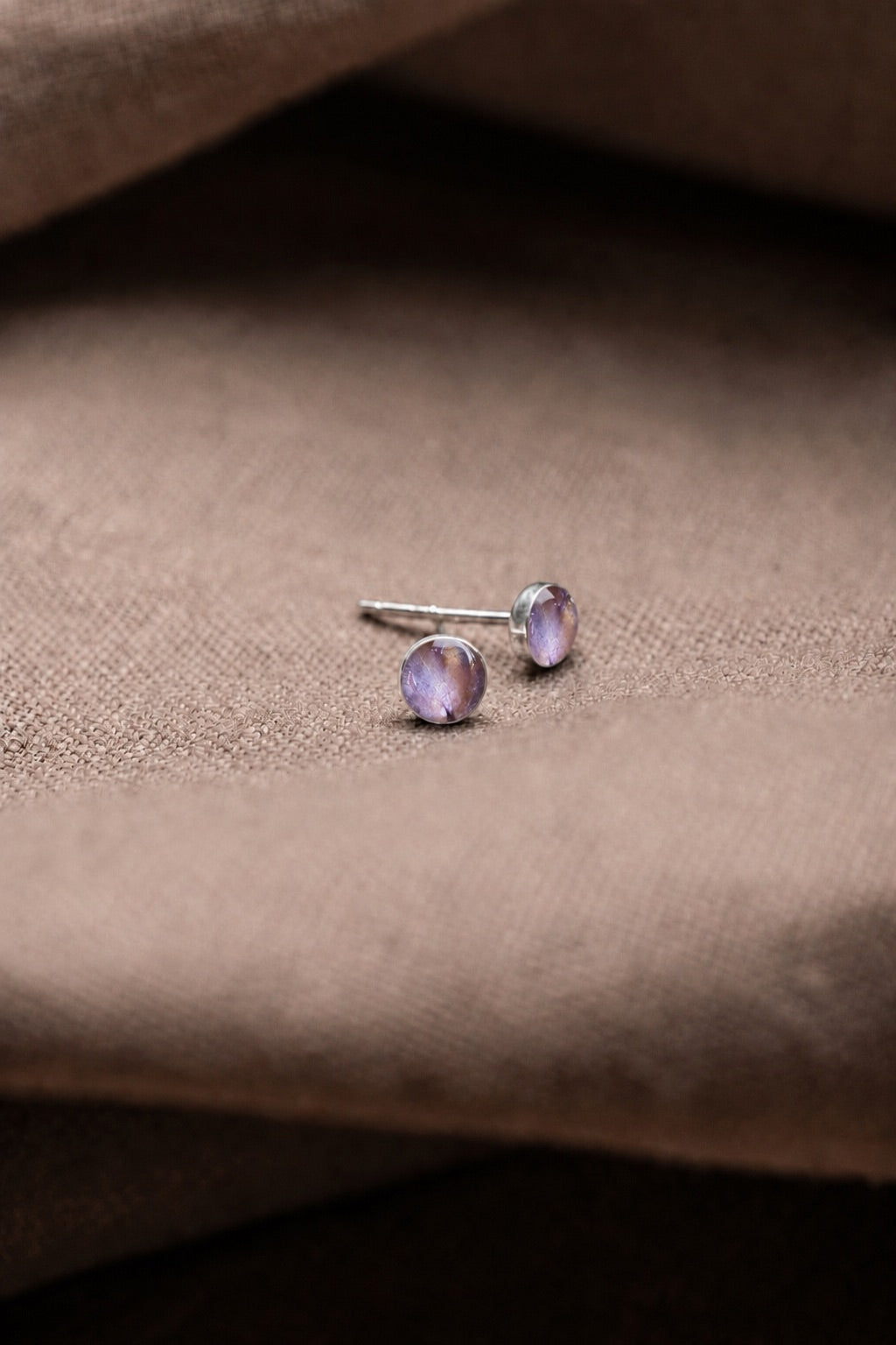 Lilac Stud Earrings Silver