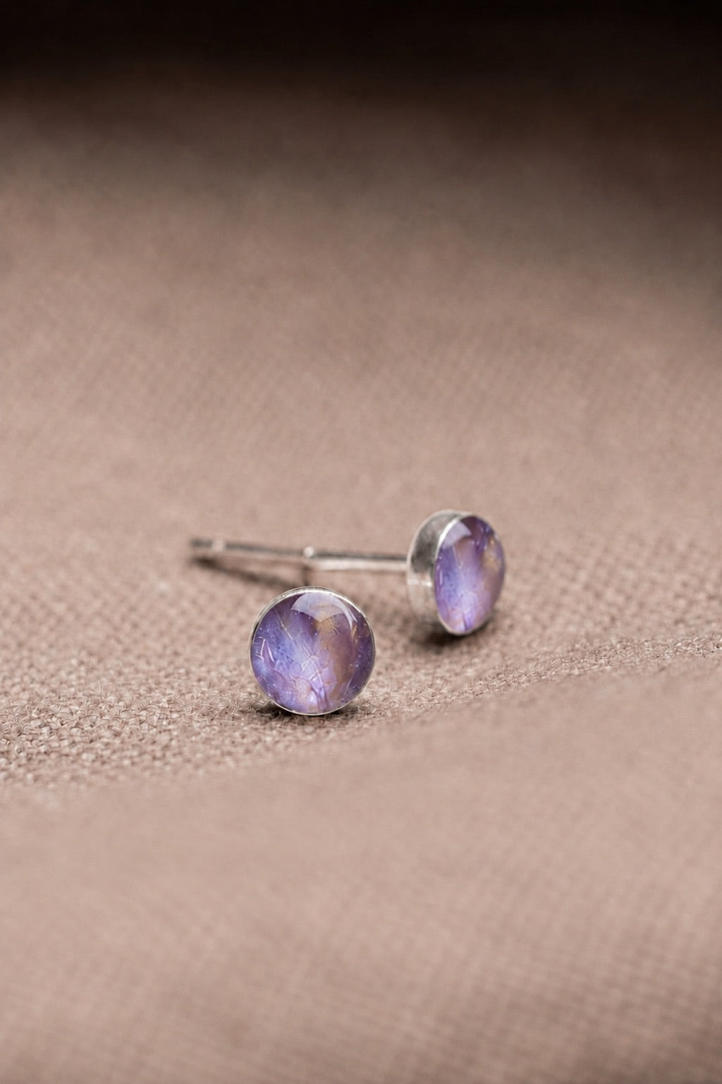 Lilac Stud Earrings Silver
