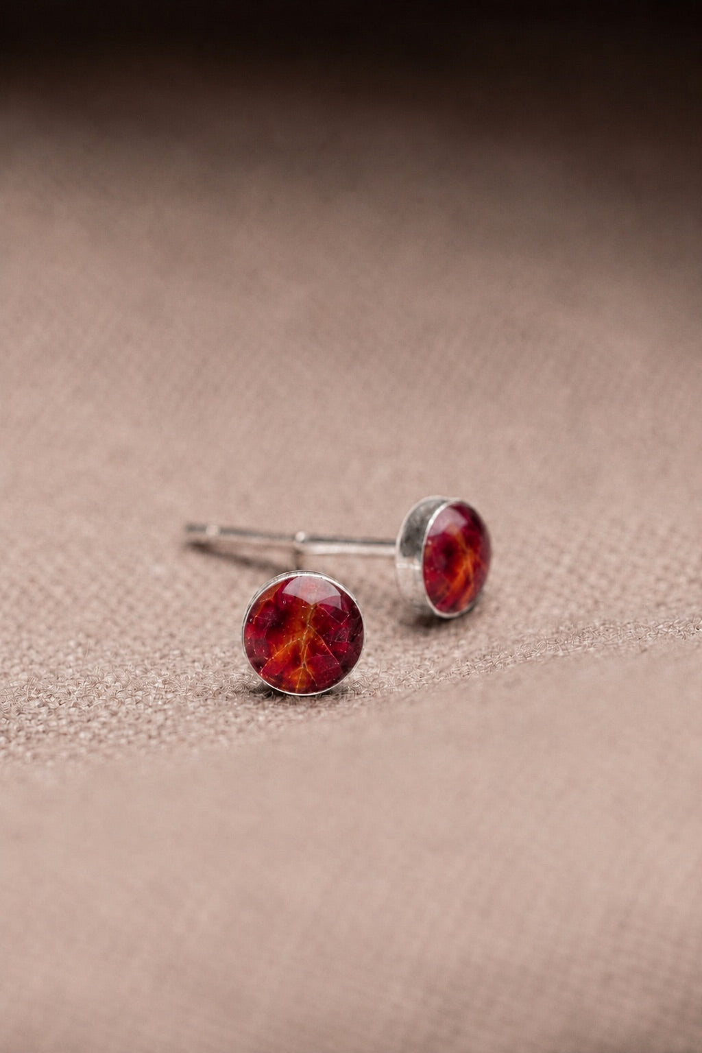 Maple Leaf Stud Earrings Silver
