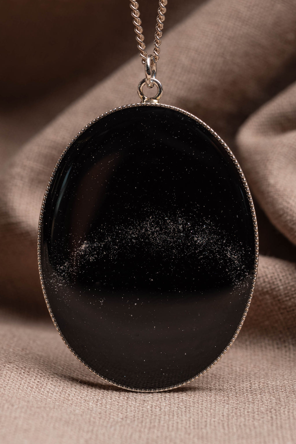 Orbit Oval Necklace Silver