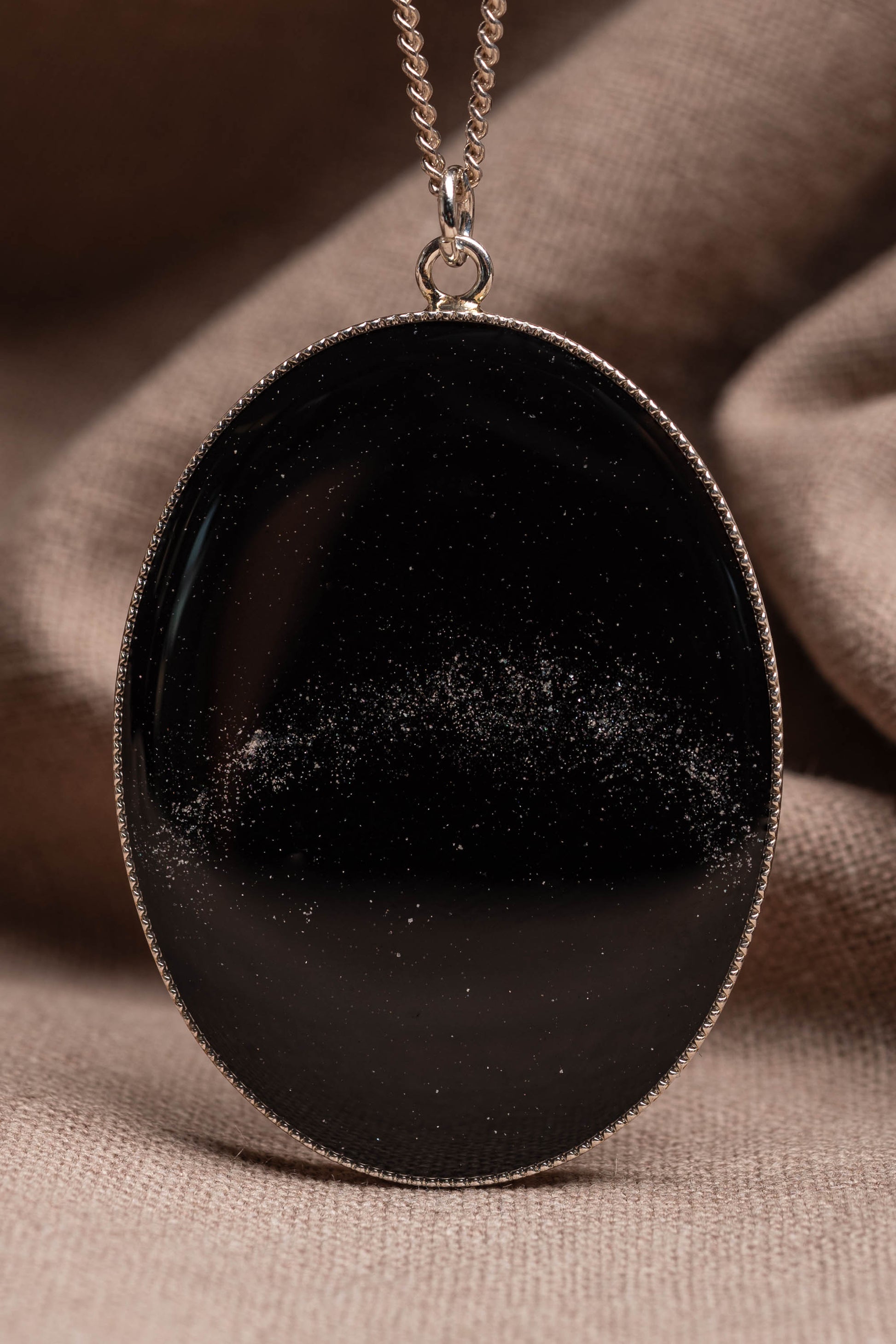 Orbit Oval Necklace Silver