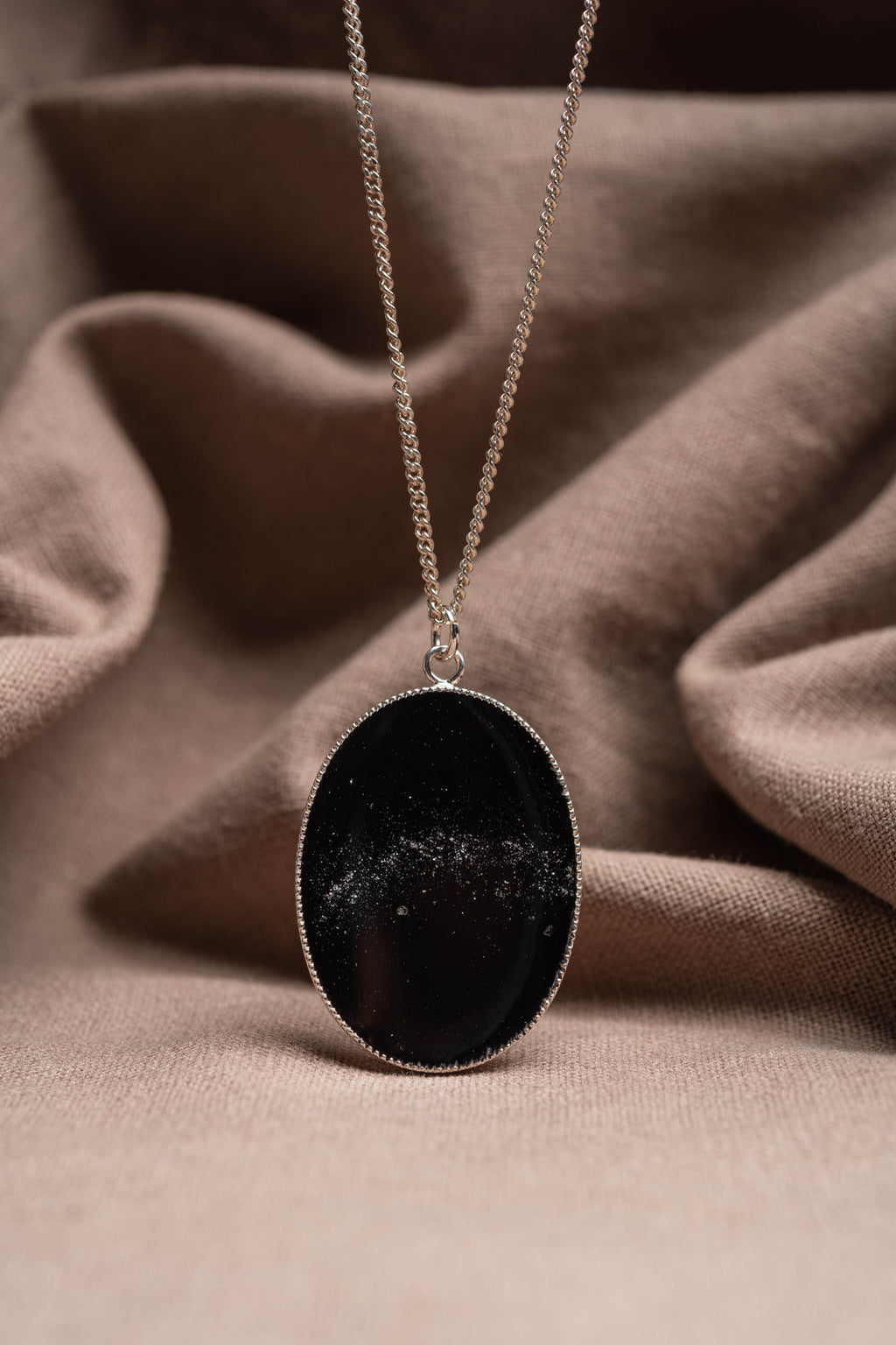 Orbit Oval Necklace Silver