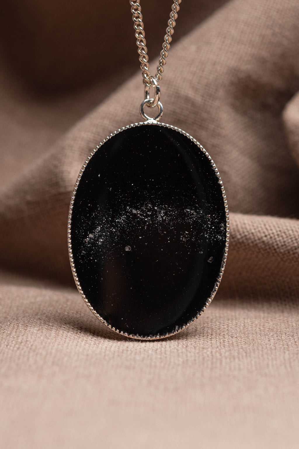 Orbit Oval Necklace Silver