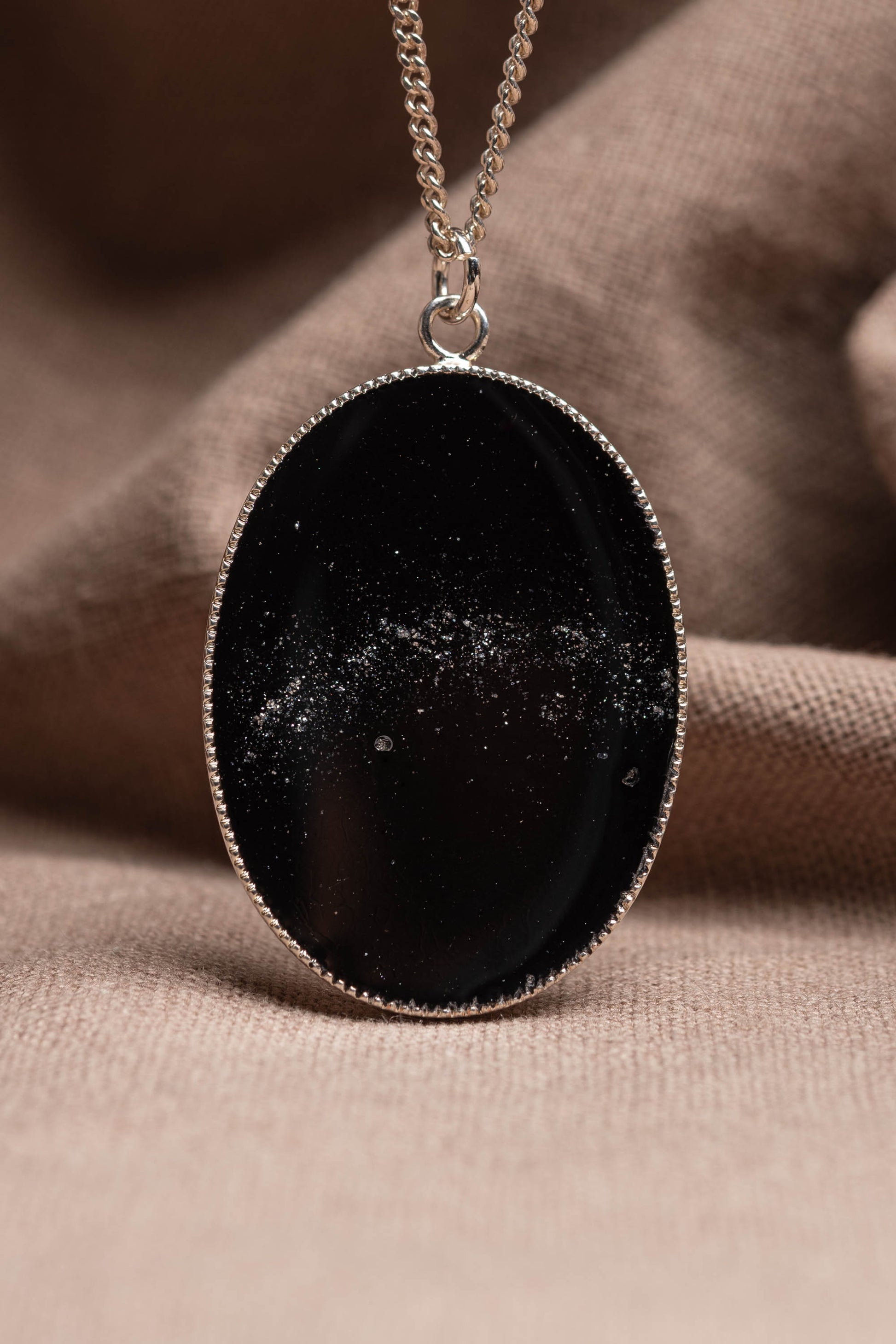 Orbit Oval Necklace Silver