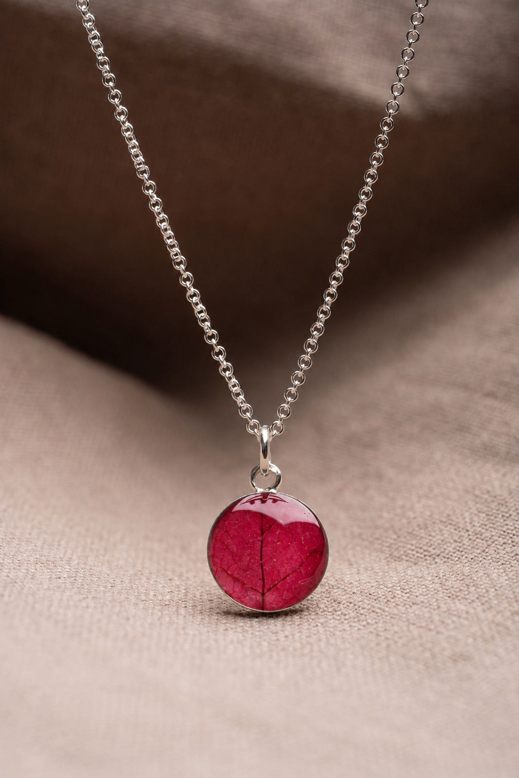 Bougainvillea Round Necklace Silver