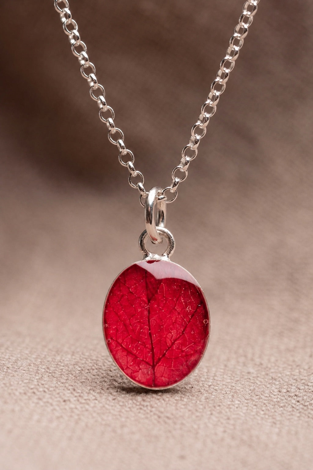 Bougainvillea Oval Necklace Silver