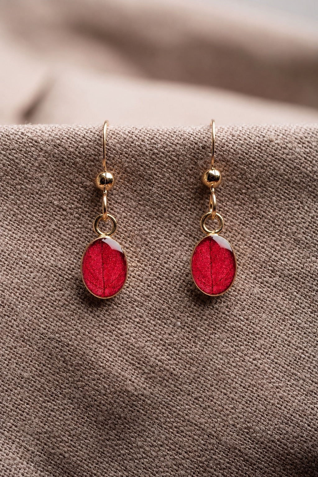 Bougainvillea Oval Earrings Gold