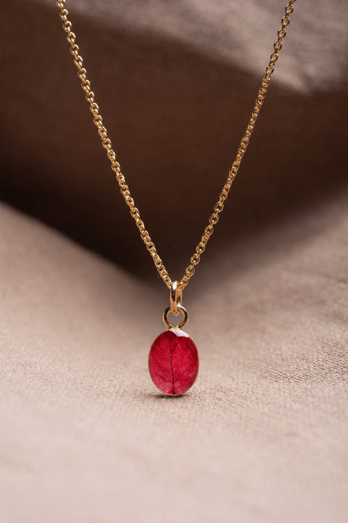 Bougainvillea Oval Necklace Gold