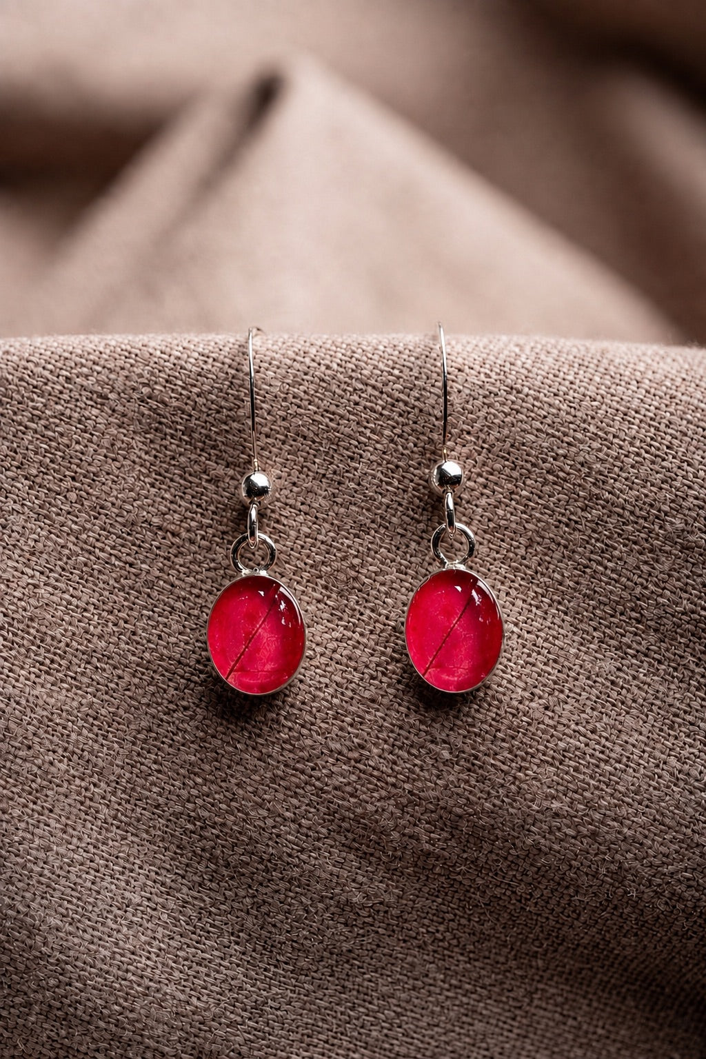 Bougainvillea Oval Earrings Silver