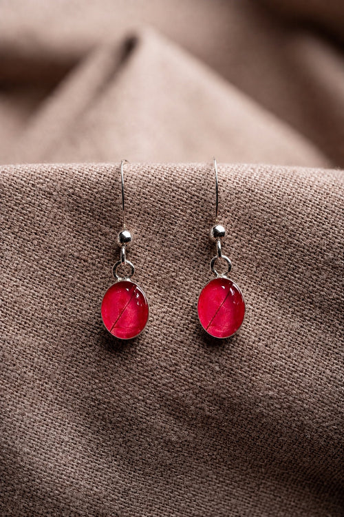Bougainvillea Oval Earrings Silver
