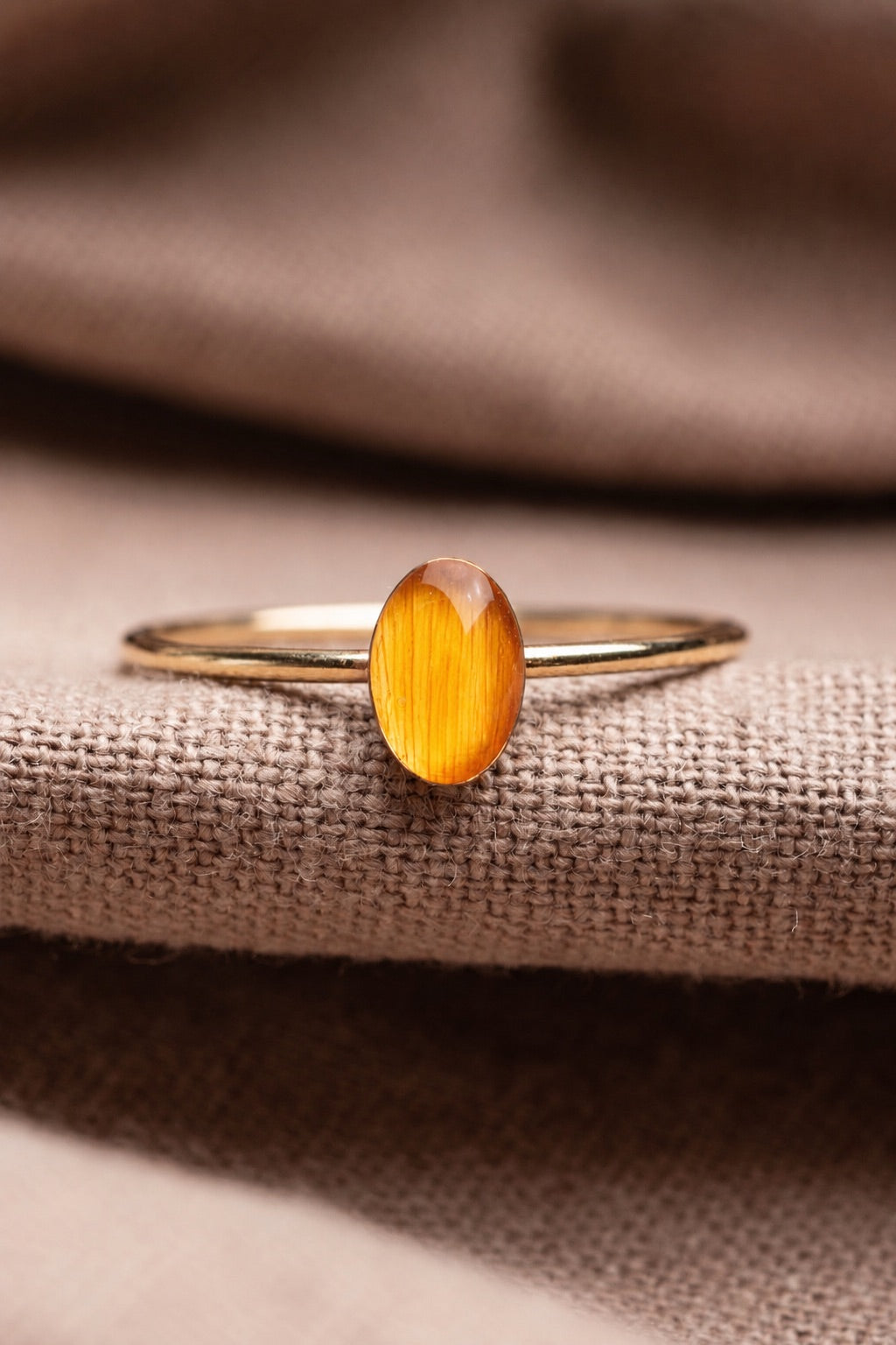Sunflower Oval Stacking Ring Gold