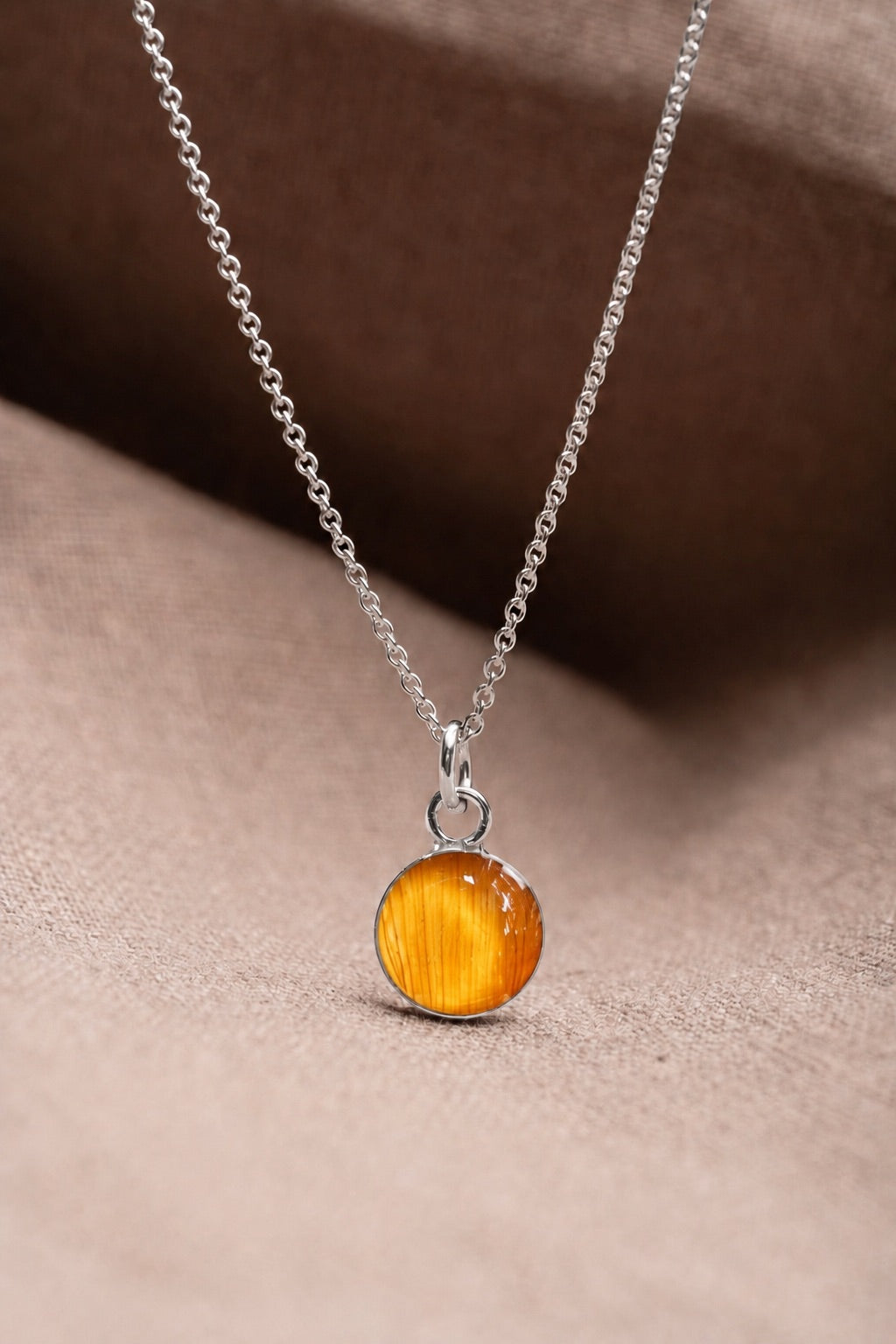 Sunflower Round Necklace Silver