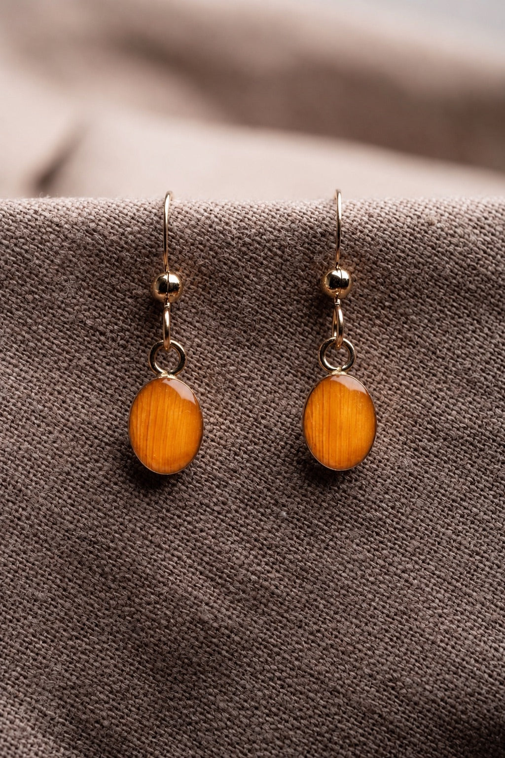 Sunflower Oval Earrings Gold