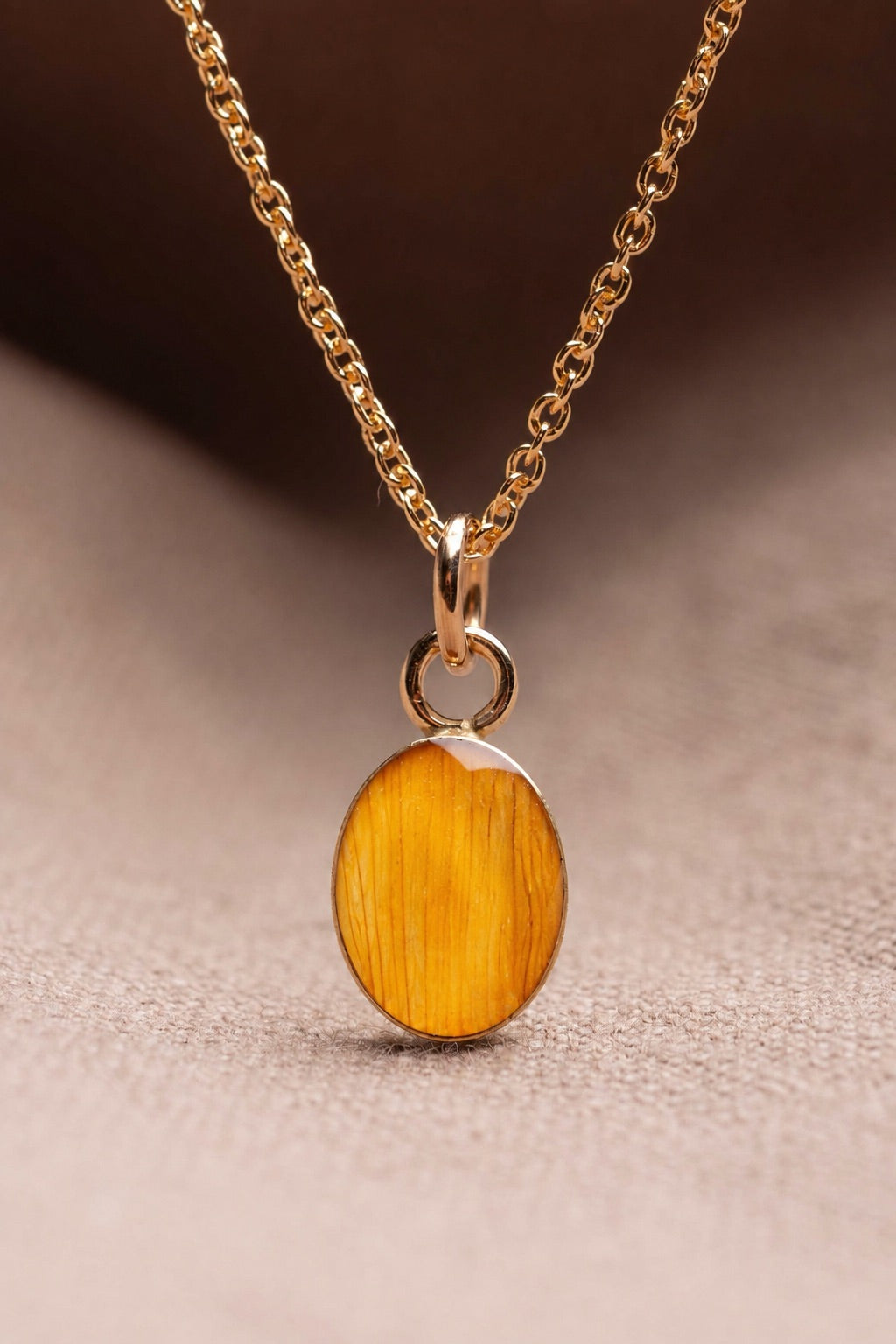 Sunflower Oval Necklace Gold