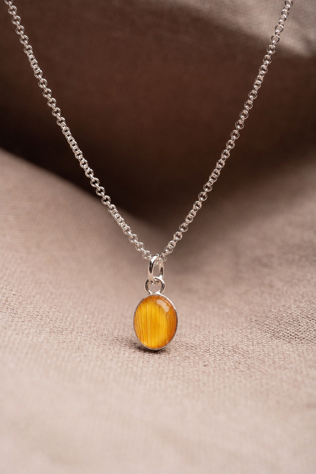 Sunflower Oval Necklace Silver