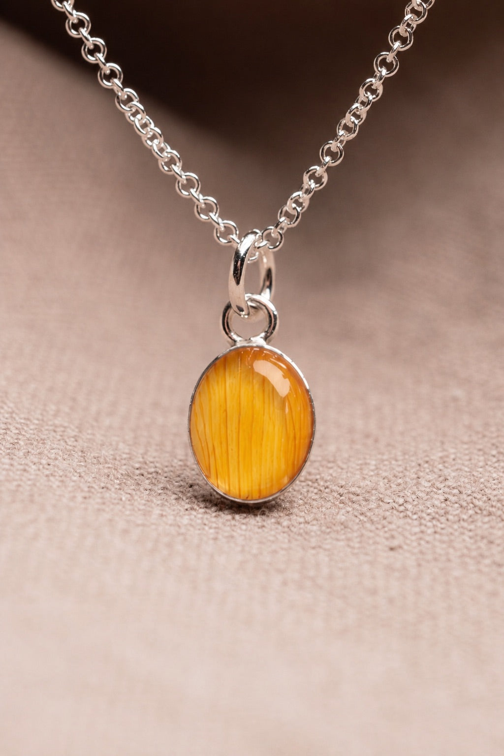 Sunflower Oval Necklace Silver