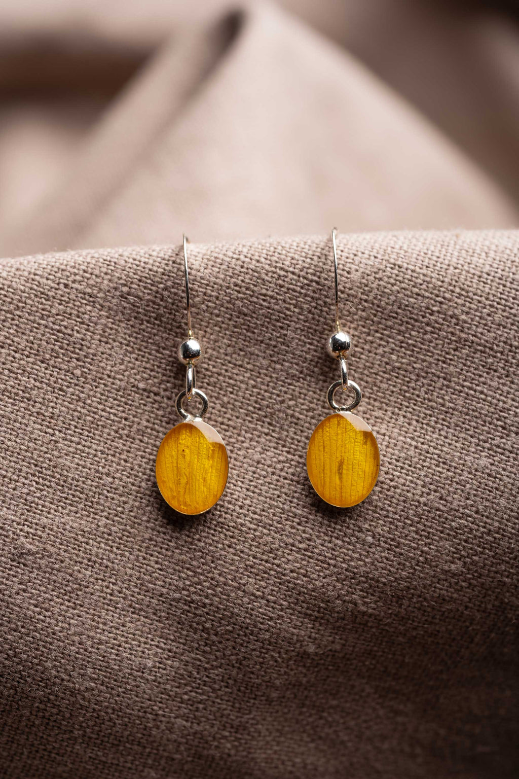 Sunflower Oval Earrings Silver
