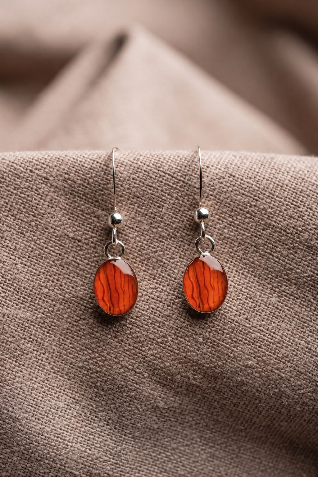 Tiger Lily Oval Earrings Silver