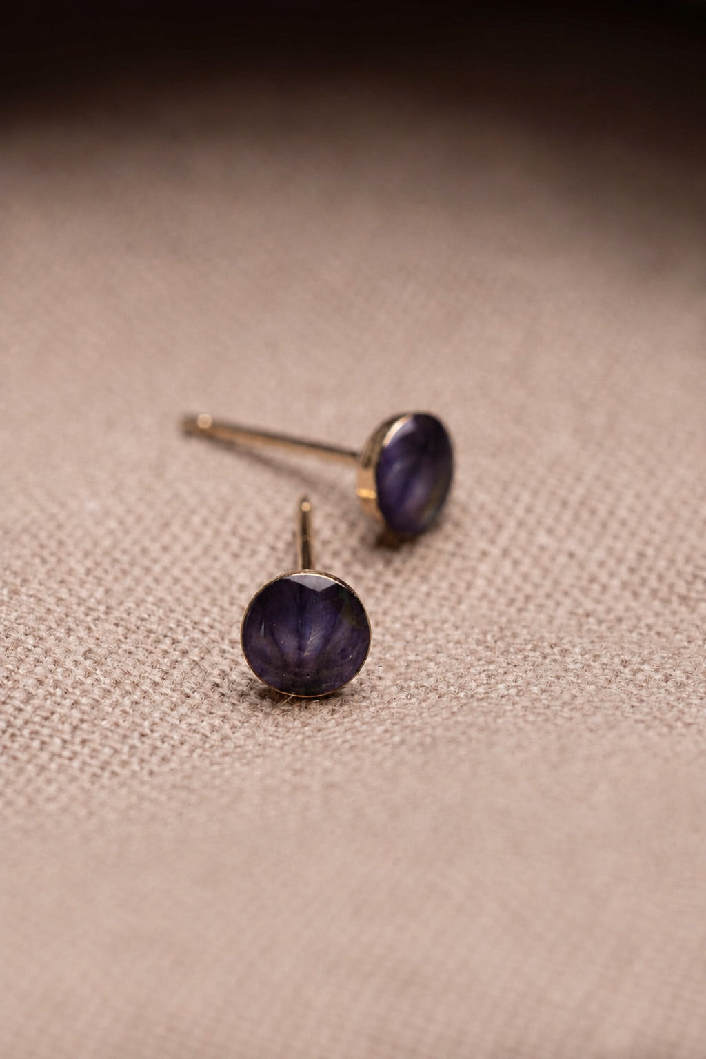 Violet Stud Earrings Gold