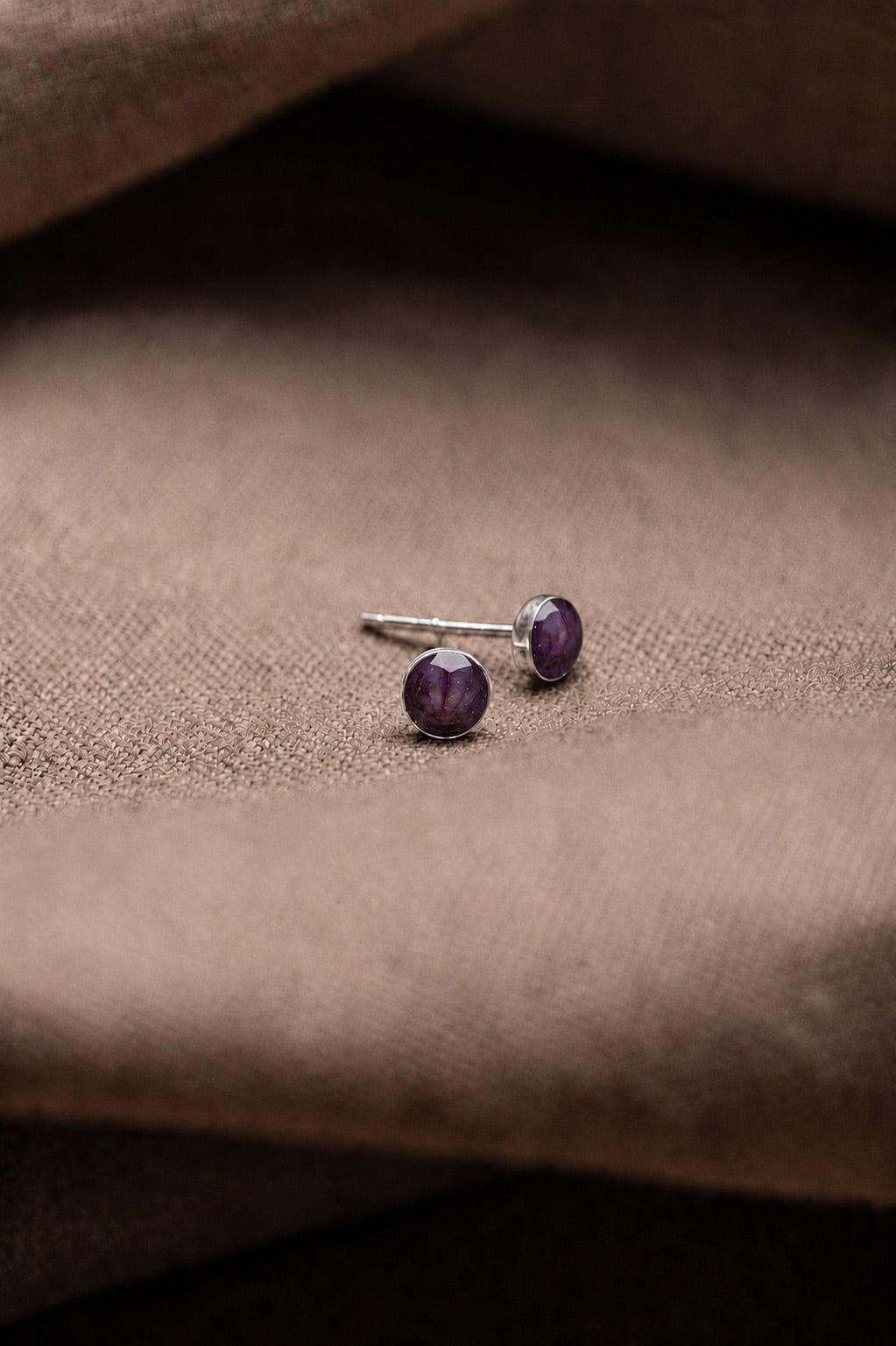 Violet Stud Earrings Silver