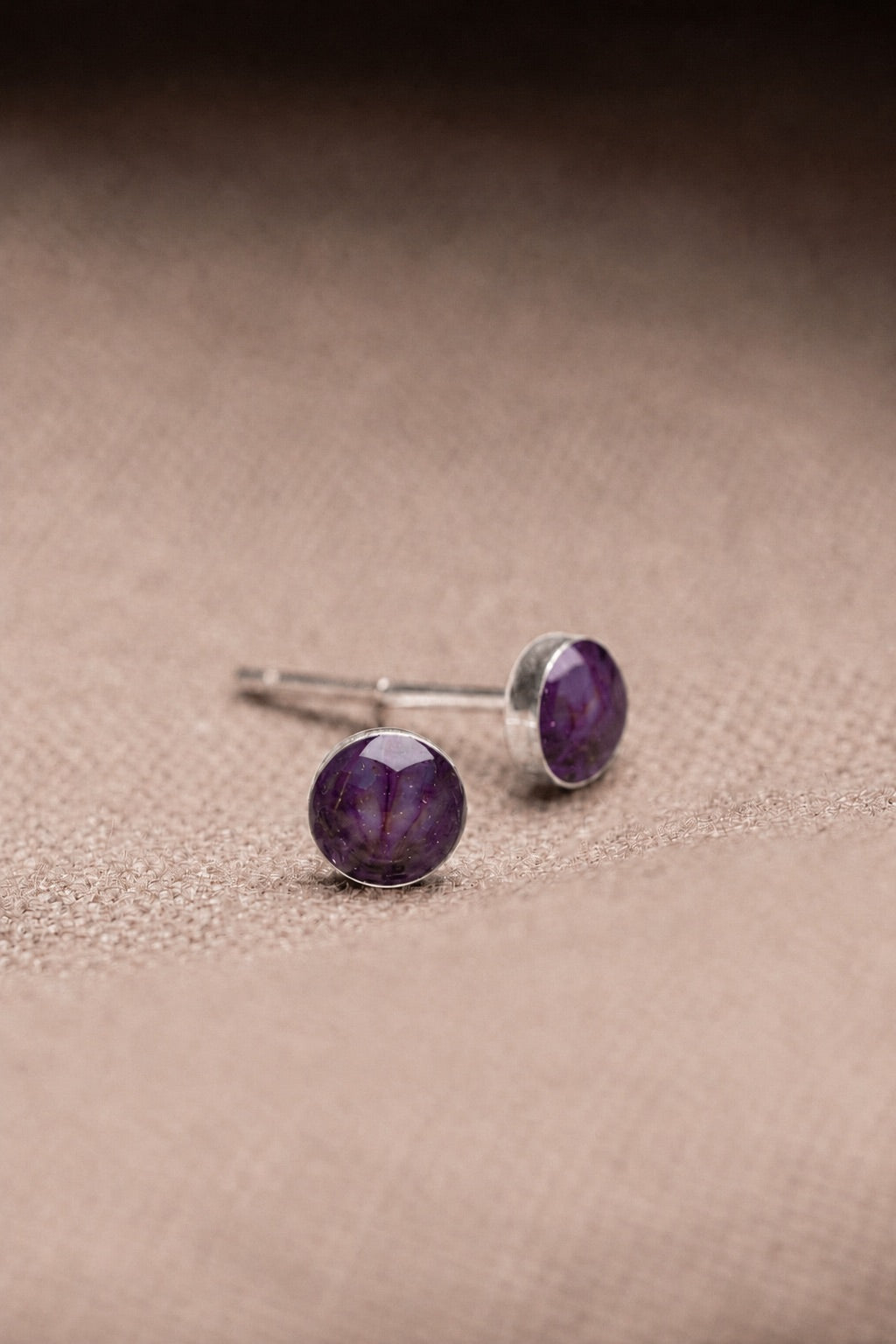 Violet Stud Earrings Silver