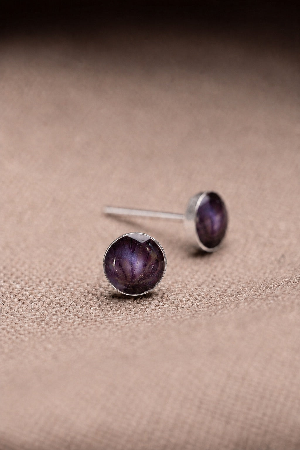 Violet Stud Earrings Silver