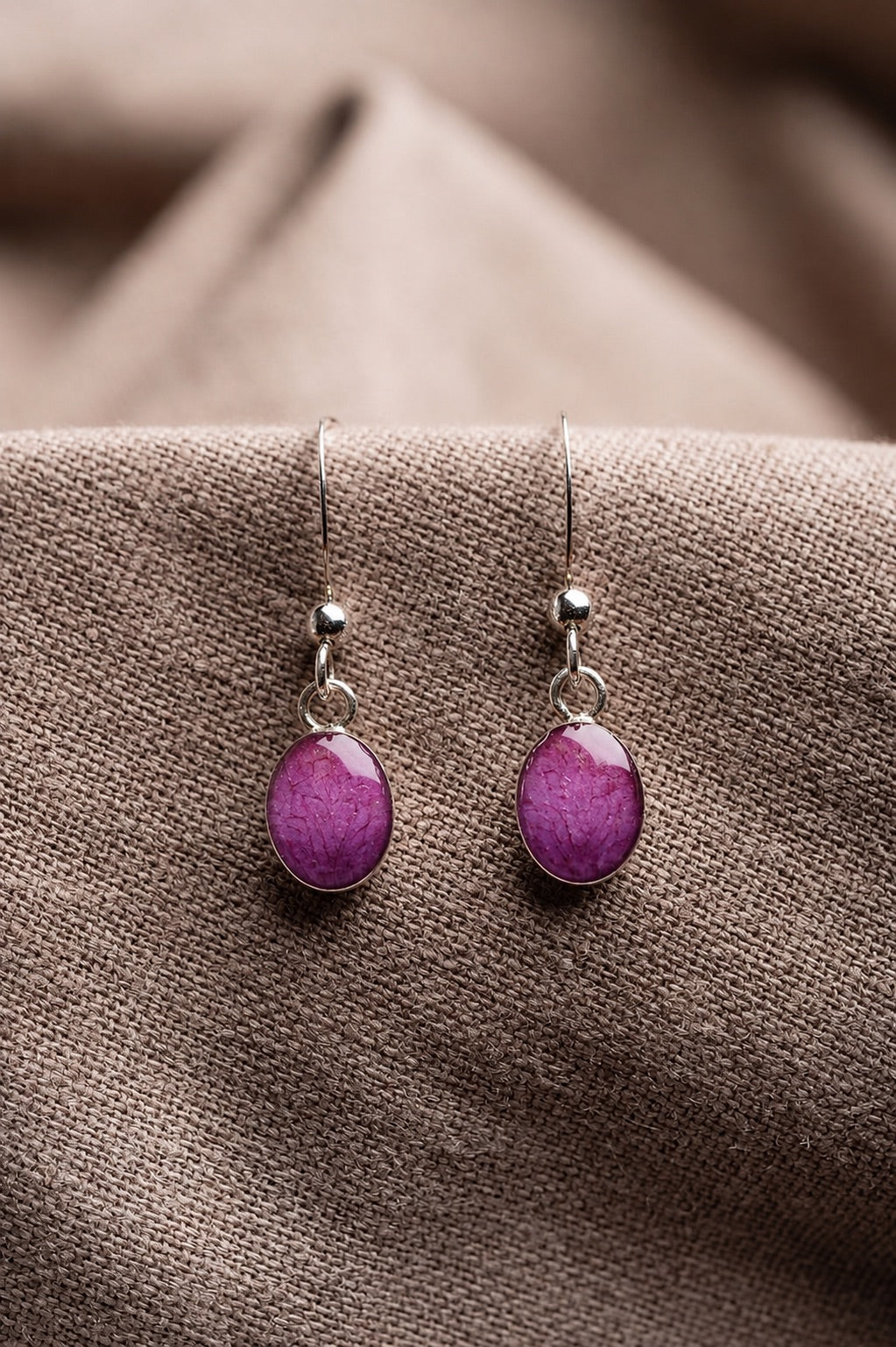 Wild Rose Oval Earrings Silver